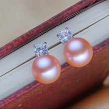 RUNZHUQIYUAN 2017 100% natural freshwater pearl stud earrings 925 sterling