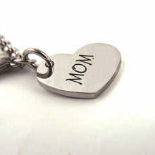 Titanium Steel 6mm Beaded Chain Bracelet With Heart Shape Pendant Charm Let