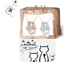 Promotion Sales Crystal Rhinestone Double Cat Necklace Womens Necklaces & P