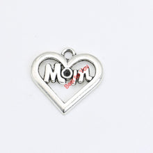 Antique Silver Plated Mom Heart Charms Pendant Bracelet Necklace Jewelry Ma