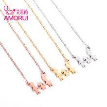 AMORUI New Family of Three Stainless Steel Choker Statement Necklace Women