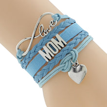 Infinity Love Mom Heart Charm Leather Handmade Bradied Cord Bracelet Can As