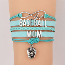 (10pcs/lot) Infinity Love BASEBALL MOM Bracelet Baseball Glove Charm Bracel
