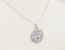 Steel Women mother love gift MAMA FOREVER round pendant charm necklace and