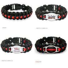 (10 PCS/lot)THIN RED LINE FIRE Sister Paracord Survival Friendship Bracelet