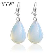 YYW New Fashion Lucky Mom Gifts White Moonstone Drop Earring 13x38mm Sea Op