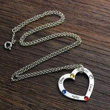 Wholesale Birthstone Heart Necklace in Silver Personalized Children Names M