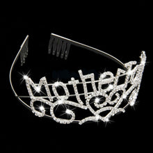 Metal Mother To Be Silver Tiara Hearts Crown with Sparkling Rhinestones for