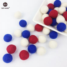 Let's Make wool color beads 30PC white navy blue red mix color Hanging ratt