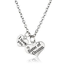 Crystal Heart necklace I Love You Pendant Necklace Family Wedding Party Mom