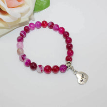 2016 Fashion silver plated heart mom beads bracelet elastic rope chain char