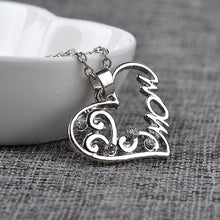 Fancy Hollow Out Heart Pendant Necklaces Silver Plated Chain Flower Letter