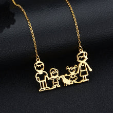Stainless Steel Gold Family Necklace Pendant Boy Girl Pet Mom Dad Necklace