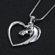 Fashion New jewelry plated white K Horse in Heart Necklace Pendant Necklace
