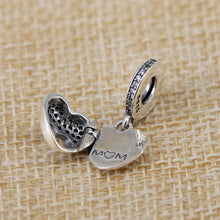 Authentic 925 Sterling Silve Beads Dear Mother With Crystal Heart MOM Charm