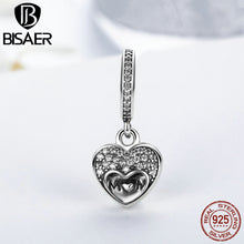 BISAER 925 Sterling Silver I Love My Mom Charm Gift Set Heart Pendant Beads