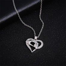 Fashion Women Love Heart Shape Mom Hold Kids Children Hand Metal Pendant Ne