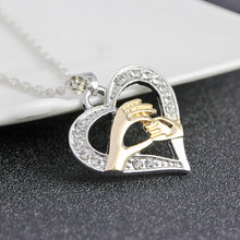 Best Gift For Mother's Day Big Hand Hold Little Hands Crystal Heart Pendant