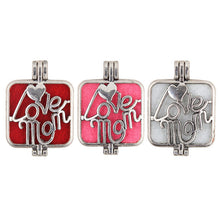 26mm Love MOM word Square Pad Locket Fragrance Pendant Essential Oil Diffus
