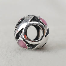 Authentic 925 Sterling Silver Openwork I Love Mom Pink Enamel Clear CZ Char