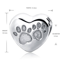 Footprints dog love mom Heart Shape Beads Fit Authentic Pandora Bracelets c