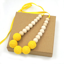 1pc sale Bright yellow Nursing Necklace Yellow Crochet wooden bead Teething