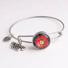 Army Navy Marine Air force MOM WIFE  LOVE  metal  snap button bangle bracel