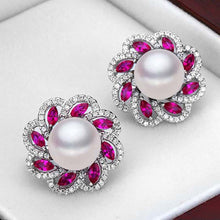 Freshwater pearl earrings 925 silver women,fashion natural Pearl Earrings w