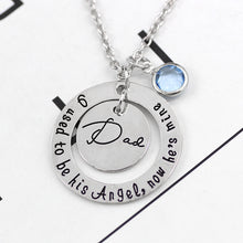 Handstamped I used to be angel now he's mine Round With Mom Dad Pendant Cry