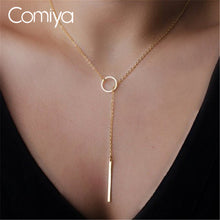 Comiya Gold Color Thin Adjustable Chain Simple Layering Necklace Bar Pendan