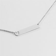 New Stainless Steel  Heart Personalized Engravable Bar Necklace Silver Cust