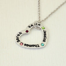 Personalized Heart Name Necklace Mother Pendant Mother Necklace, 4 Names Ne