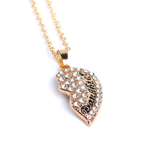 2pcs/set Heart Mother Daughter Cubic Zirconia Necklace Crystal Heart Shaped