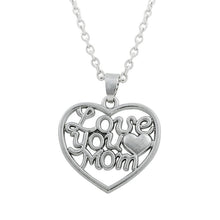 my shape Silver Plated Clear Crystal Heart Love Pendant Engraved Mom Neckla
