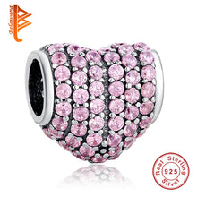European 925 Sterling Silver Love Hearts Beads Crystal MOM BOW KNOT Charms