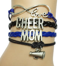 Drop Shipping Infinity Love Cheer  Mom Cheer Bracelet  Black/Blue Handmade