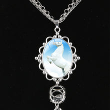 Fashion New Jewelry Plated White K Horse Necklace Pendant Long Tassel Neckl