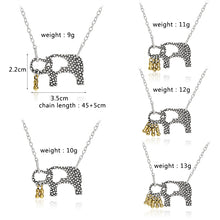 Elephant and Her Little Peanuts Necklace Animal Pendant Silver Color Neckla