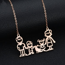 Gift for Mother Father 2 Children & Pet Family Pendant Necklace ,Stainless