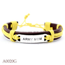 (10PCS/lot) Adjustable Army Mom Leather Cuff Bracelet for Men Women Armed F