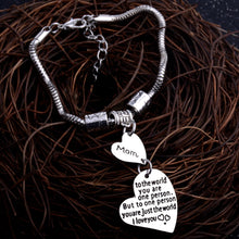 Double Heart Mom Charm Bracelet For Mother's Gift I Love You Mommy Beads Lo