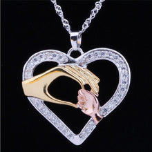 Mother Baby Daughter Son Child Family Love Heart Hand In Hand Pendant Chain