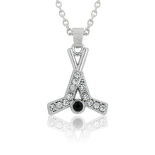 my shape  Clear Rhinestone Hockey Stick With Puck Pendant Necklace Women's