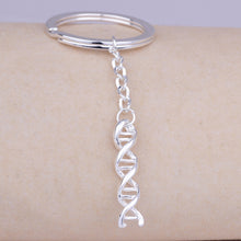 2016 Fashion DNA key chain Double Helix Keychains Silver DNA jewelry for mo