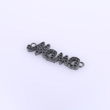 DIY Jewelry Supplies Micro Pave Black Zircon Letter Mama Charm Connector Ac