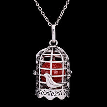 Bird Lockets Bell Necklace Silver Color Blue Pink Black White Ball Necklace