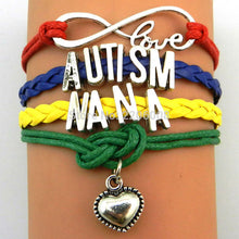Infinity Love AUTISM MOM Mum Awareness Heart Charm bracelet Handmade wristb