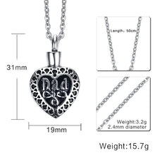 MiLaTu Can Open Dad And Mom Love Heart Cremation Pendant Necklace Vintage S