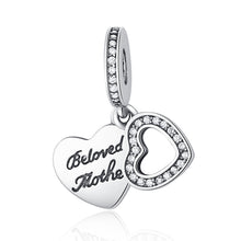 Authentic 925 Sterling Silver Original Charm Love Mom Heart Bead Pendant Mo