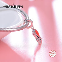FirstQueen 925 Sterling Silver I Love Mom Enamel Bead Pendant Fit Bracelet